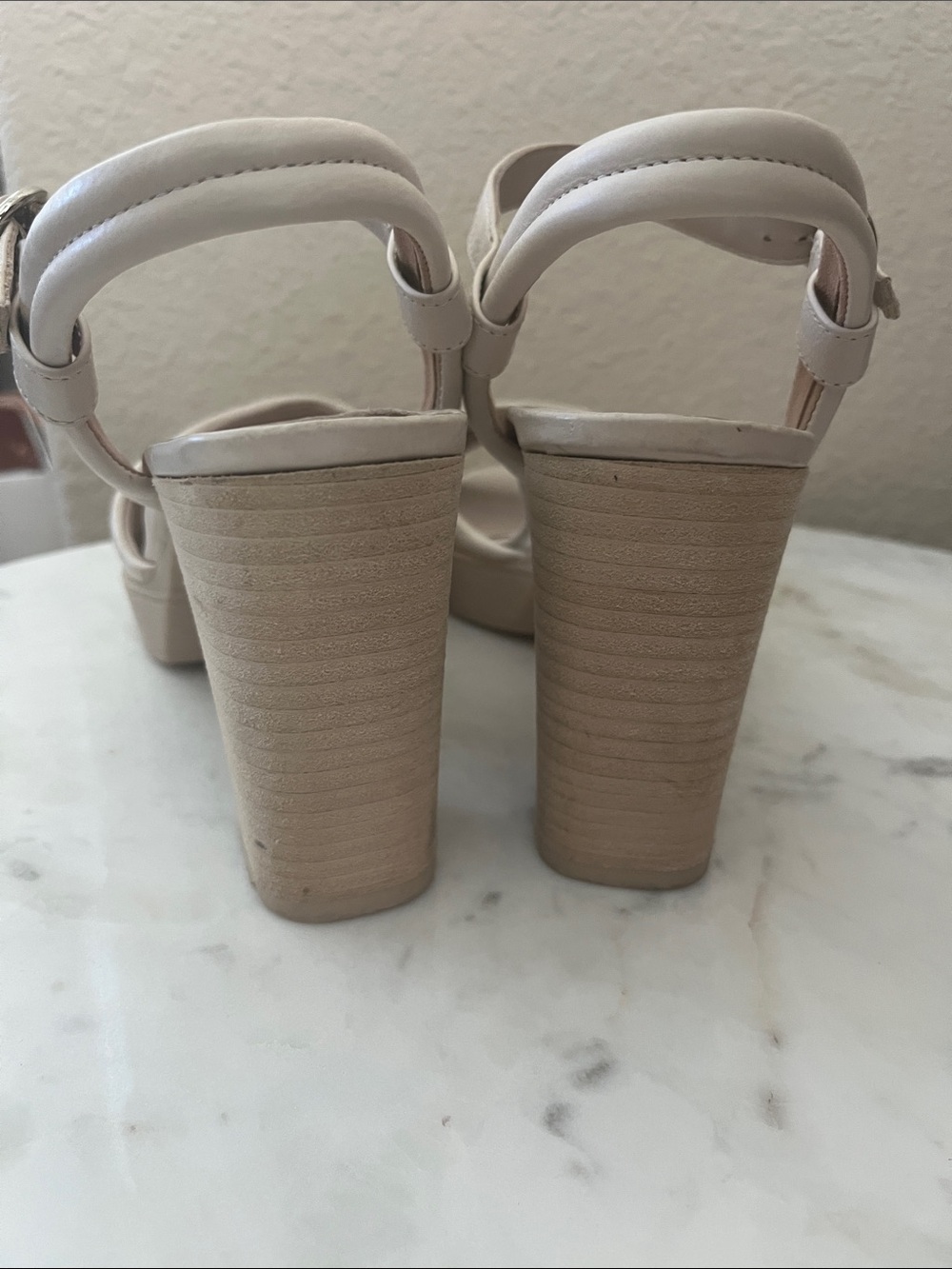 Paul Green Neutral Beige Block Heel Ankle-Strap Sandals - Picture 3 of 7